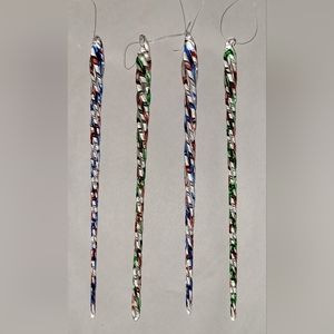 Vintage | Set of 4 Kurt Adler Glass Icicle Ornaments
